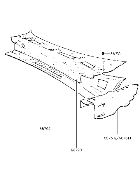 1988 Hyundai Sonata Panel Assembly-COWL Side Inner Upper,R Diagram for 66761-33300