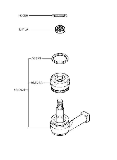 1989 Hyundai Sonata End Assembly-Tie Rod Diagram for 56820-36000