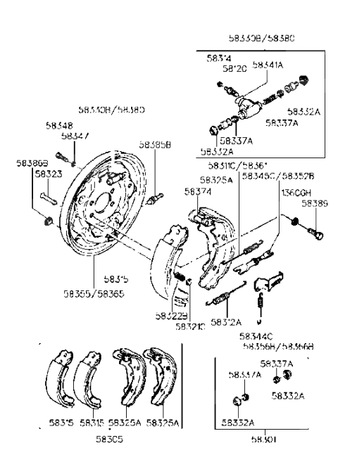 1993 Hyundai Sonata Old Body Style Rear Wheel Brake Diagram 1