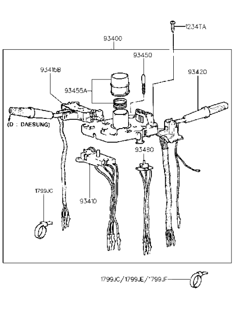 1990 Hyundai Sonata Multifunction Switch Diagram 2