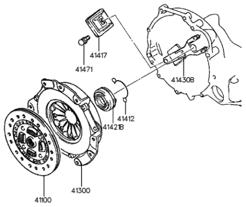 1993 Hyundai Sonata Old Body Style Clutch & Release Fork Diagram