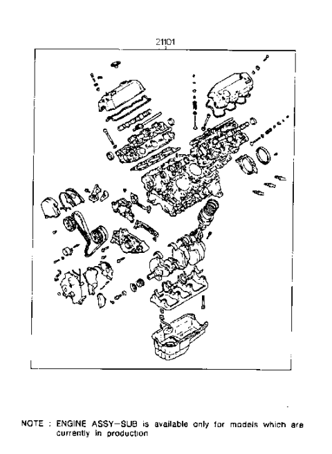 1988 Hyundai Sonata Sub Engine Assy (I4,SOHC) Diagram 2