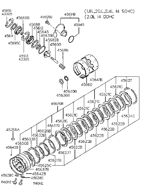 1991 Hyundai Sonata Transaxle Brake-Auto Diagram