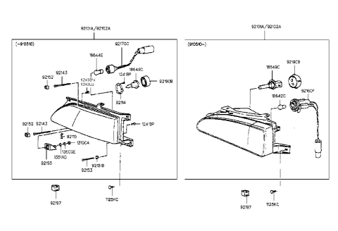 2008 Hyundai Entourage Front Turn Signal Lamp Holder Assembly Diagram for 92170-33050