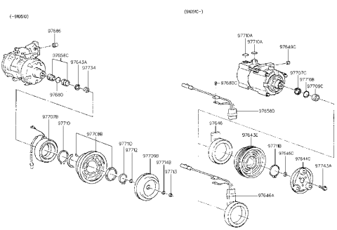 1993 Hyundai Sonata Old Body Style Compressor Diagram 2
