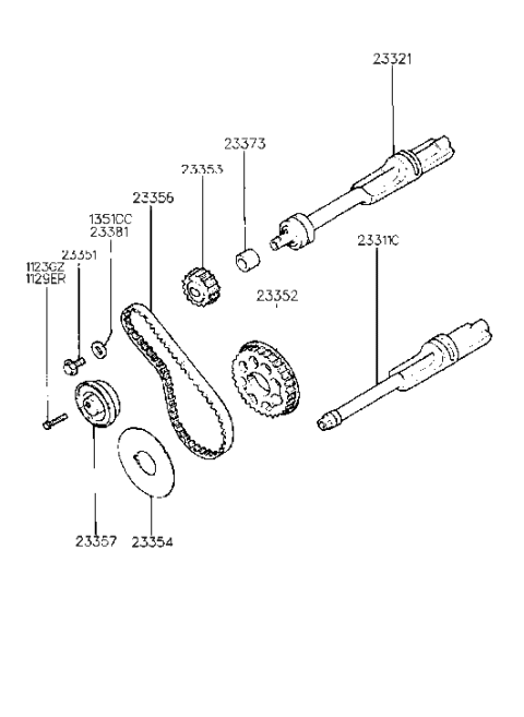 1989 Hyundai Sonata Sprocket-Counter Balance Shaft Diagram for 23353-32004