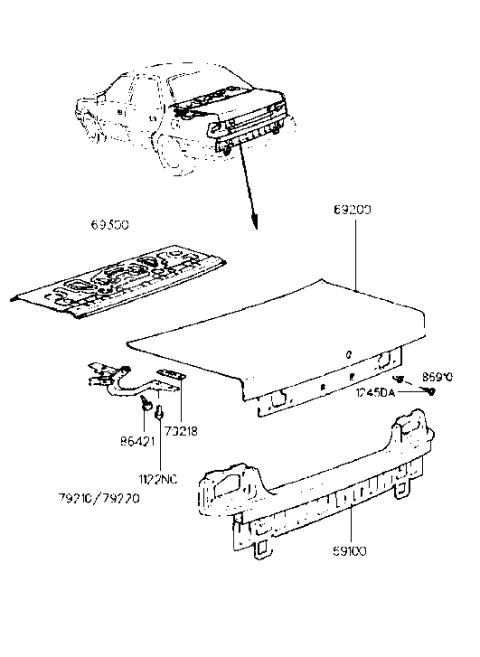 1993 Hyundai Sonata Panel Assembly-Trunk Lid Diagram for 69200-33030