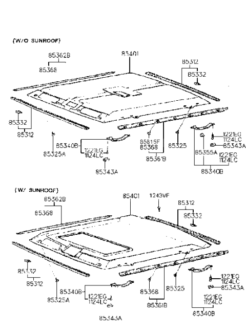 1989 Hyundai Sonata Strip-Headlining Diagram for 85330-33000-BV-D