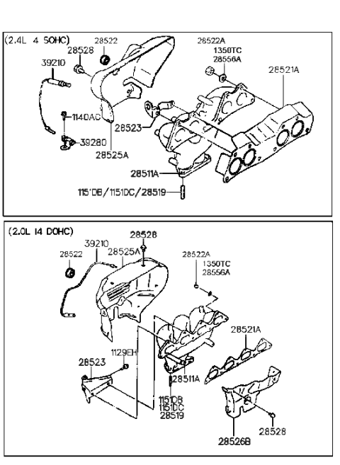 1993 Hyundai Sonata Old Body Style Exhaust Manifold Diagram 2