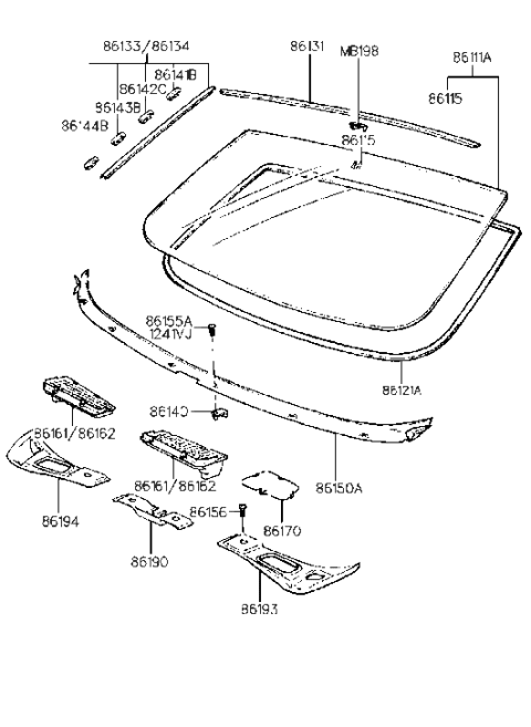 1993 Hyundai Sonata Windshield Glass Assembly Diagram for 86110-33260