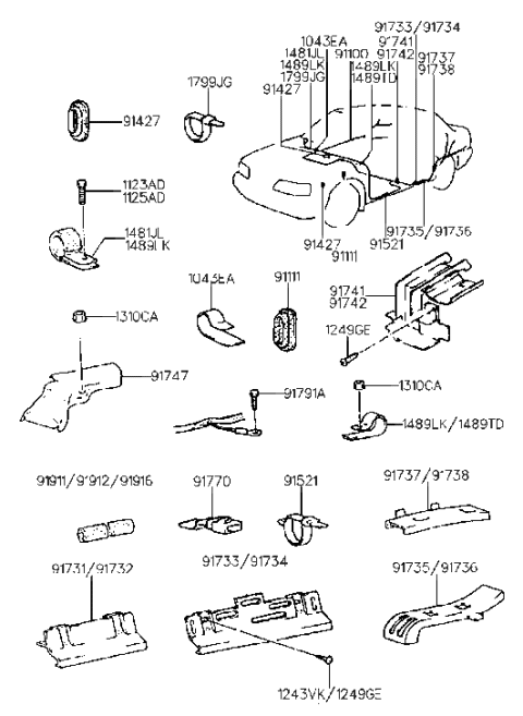 1990 Hyundai Sonata Terminal-Multi Earth Diagram for 91770-33000