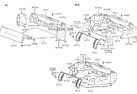 2011 Hyundai Equus Cover Assembly-Partition,LH Diagram for 85721-33100