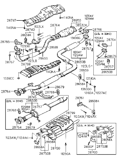 1993 Hyundai Sonata Old Body Style Exhaust Pipe (I4,LEADED) Diagram 2