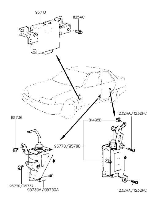 2007 Hyundai Entourage Actuator Assembly-Rear Door,LH Diagram for 95770-33200