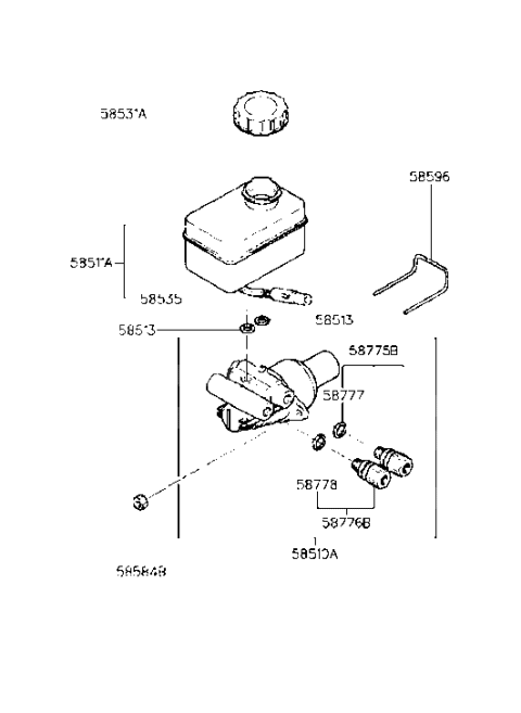 1993 Hyundai Sonata Brake Master Cylinder Diagram 2