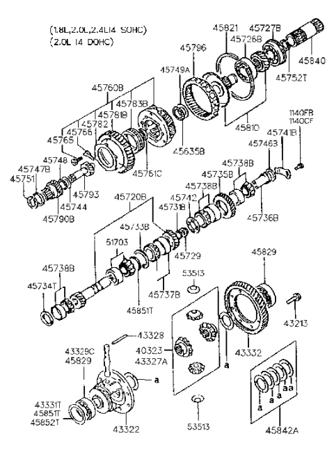 2012 Hyundai Equus Case-Differential Diagram for 45822-34010