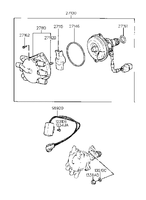 2007 Hyundai Entourage Cap Assembly-Distributor Diagram for 27120-11000