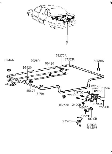 2010 Hyundai Equus Trunk Lid Latch Assembly Diagram for 81240-33000