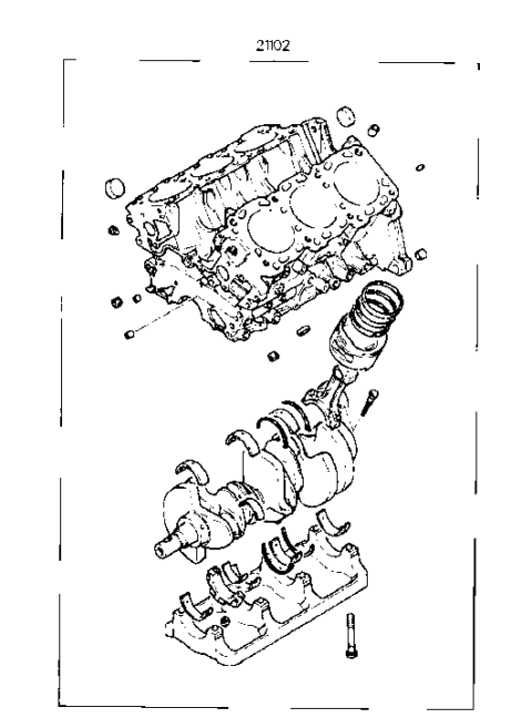 1990 Hyundai Sonata Engine Assembly-Short Diagram for 21102-35A00