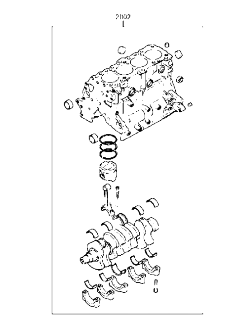 1993 Hyundai Sonata Old Body Style Short Engine Assy (I4) Diagram 1