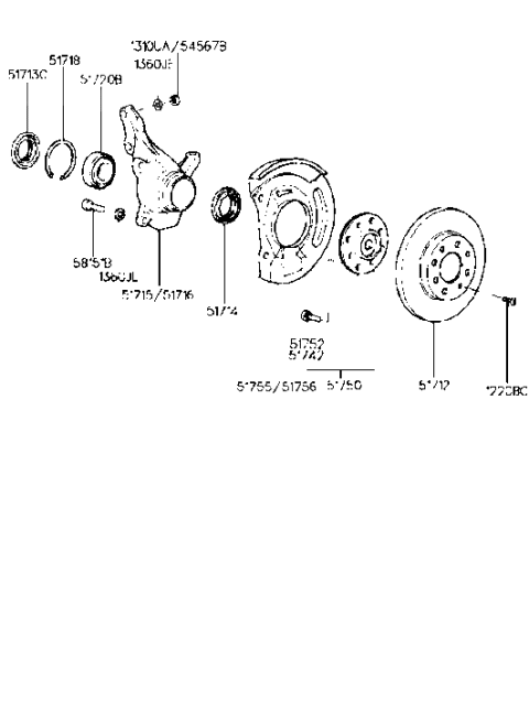 1988 Hyundai Sonata Ring-Snap Diagram for 51718-36100