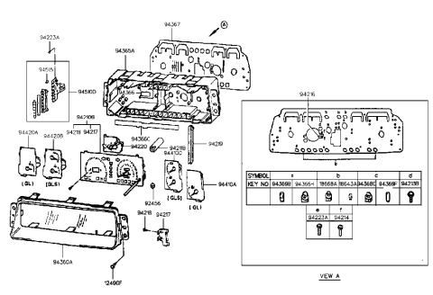 2007 Hyundai Entourage SPEEDOMETER Assembly(Mph) Diagram for 94210-33092
