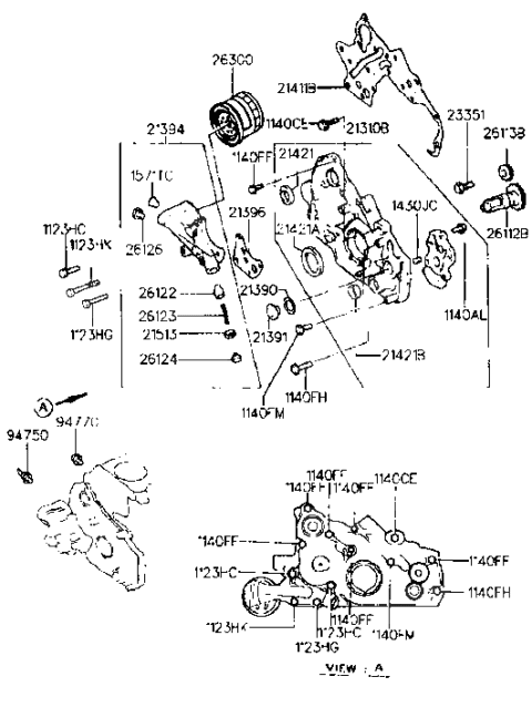 1993 Hyundai Sonata Old Body Style Case-Front Diagram 2