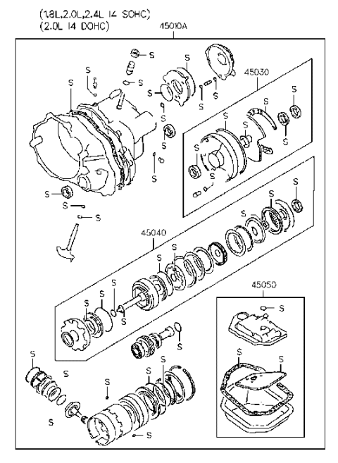 2010 Hyundai Equus Seal Kit-Automatic Transaxle Overhaul Diagram for 45010-33B00