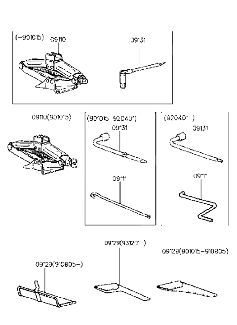 1993 Hyundai Sonata Old Body Style OVM Tool Diagram