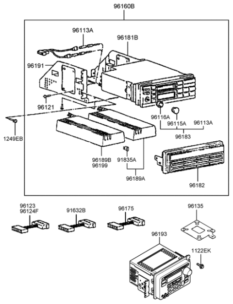 1989 Hyundai Sonata Bracket-Radio Mounting,LH Diagram for 96176-33100