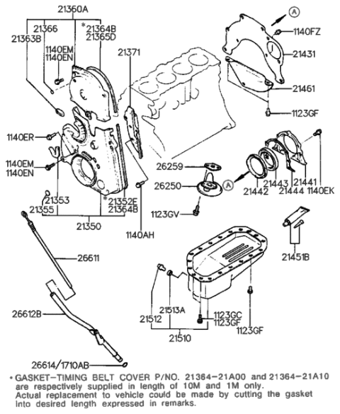 1993 Hyundai Sonata Old Body Style Belt Cover & Oil Pan (I4,SOHC) Diagram 1