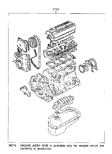 1988 Hyundai Sonata Sub Engine Assy (I4,SOHC) Diagram 1