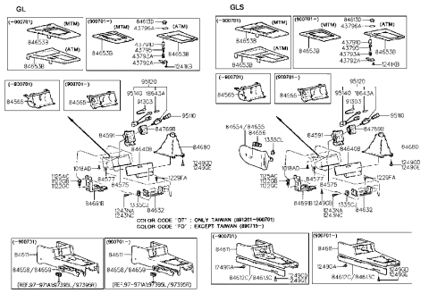 1988 Hyundai Sonata Cover Assembly-Front Console Side RH Diagram for 84613-33110-AQ