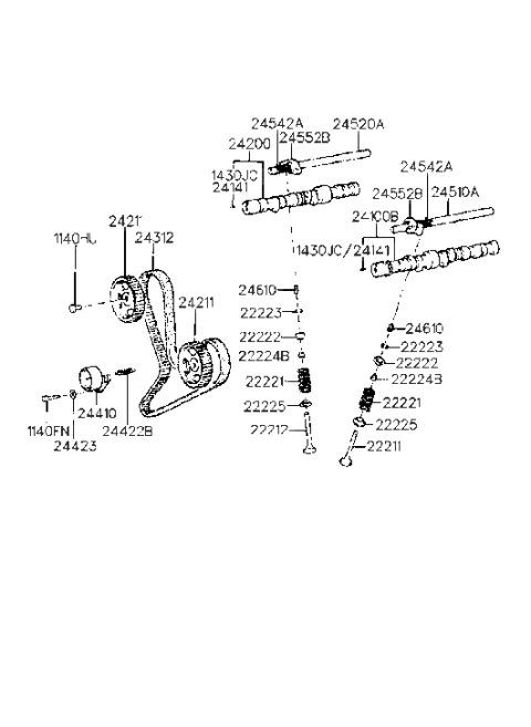 1993 Hyundai Sonata Camshaft & Valve (I4,SOHC) Diagram 2