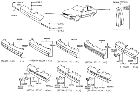 1993 Hyundai Sonata Pad-Radiator Grille Mounting,Lower Diagram for 86352-31300