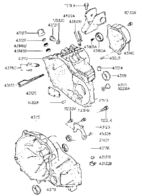 2008 Hyundai Entourage Transaxle Mounting Bracket Diagram for 43120-34310