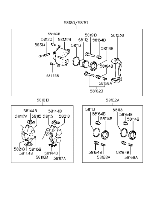 1993 Hyundai Sonata Old Body Style Front Wheel Brake Diagram