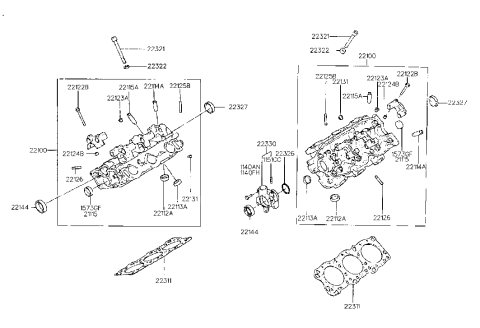 1993 Hyundai Sonata Old Body Style Cylinder Head (I4,SOHC) Diagram 2