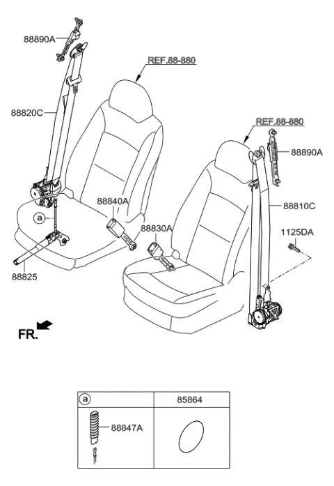 2018 Hyundai Santa Fe Front Seat Belt Diagram