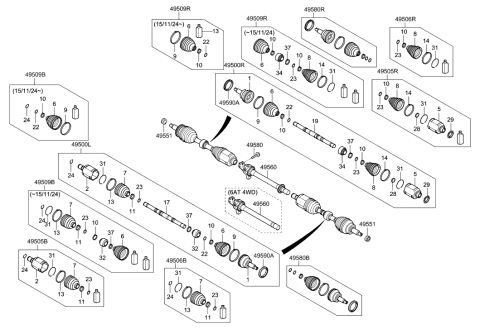 2016 Hyundai Santa Fe Drive Shaft (Front) Diagram