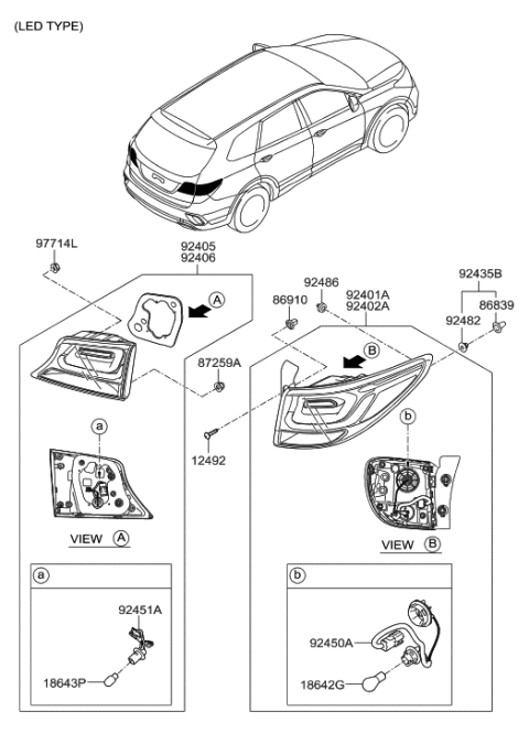 2019 Hyundai Santa Fe XL Rear Combination Lamp Diagram 1