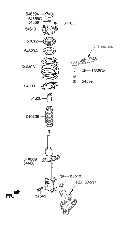 2018 Hyundai Santa Fe Strut Assembly, Front, Right Diagram for 54661-B8700