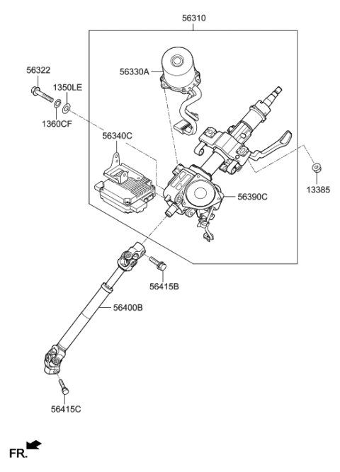 2016 Hyundai Sonata Column Assembly-Upper Diagram for 56310-2W830