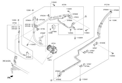 2017 Hyundai Santa Fe Air conditioning System-Cooler Line Diagram 1