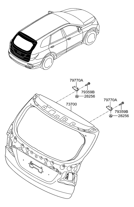 2018 Hyundai Santa Fe Tail Gate Diagram