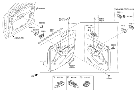 2015 Hyundai Sonata Power Window Main Switch Assembly Diagram for 93570-2W005