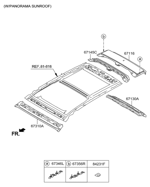 2019 Hyundai Santa Fe XL Roof Panel Diagram 2