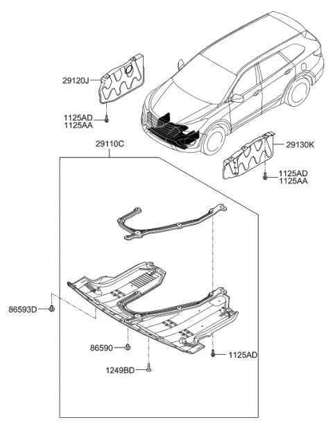 2016 Hyundai Santa Fe Panel Assembly-Under Cover Diagram for 29110-2W800