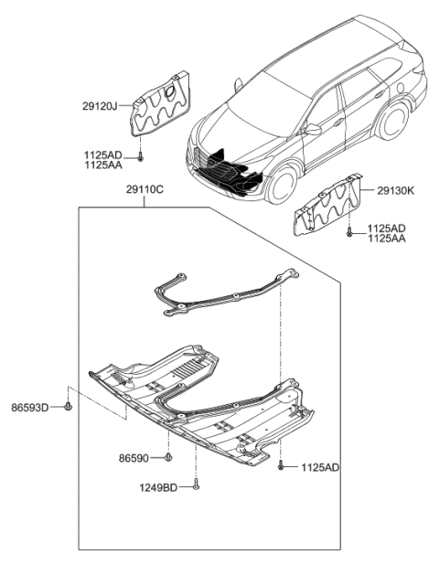 2019 Hyundai Santa Fe XL Under Cover Diagram