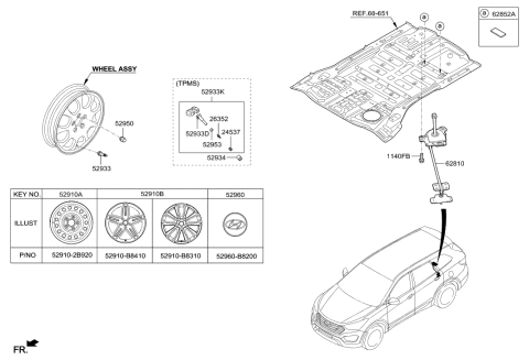 2017 Hyundai Sonata Wheel Hub Cap Assembly Diagram for 52960-B8200